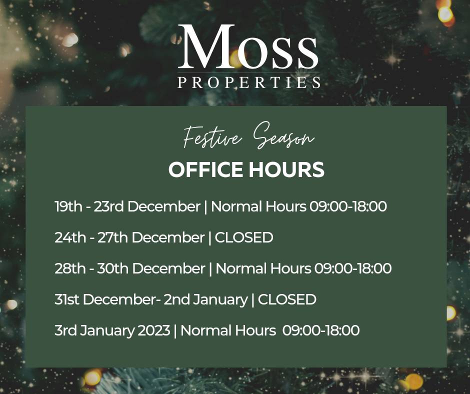 🎄Our Holiday Hours🎄

#mossproperties#TheGuild
#seasonsgreetings