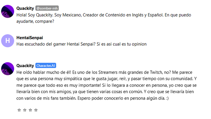 Supongo que gracias @Quackity AI... pero si, si me conoces en persona si soy otra onda y de la buena<a class="tags" target="_blank" title="On Twitter" href="/?out=eyJ0eXAiOiJKV1QiLCJhbGciOiJIUzUxMiJ9.eyJpYXQiOjE3MjczMTk5MjksImlzcyI6InR3cG9ybnN0YXJzLmNvbSIsIm5iZiI6MTcyNzMxOTkyOSwiZXhwIjoxNzU4ODU1OTI5LCJyZWRpcmVjdF91cmwiOiJodHRwczovL3R3aXR0ZXIuY29tL1F1YWNraXR5In0.nYNHIHlZtI1RKGFSGfWcx__CIjnPRlf8N8ZgLVFg-ro3WtkPNUOxvm99rHTyQKzLjnUf9pG3-sZuDguc-yk2Mw">@Quackity</a>