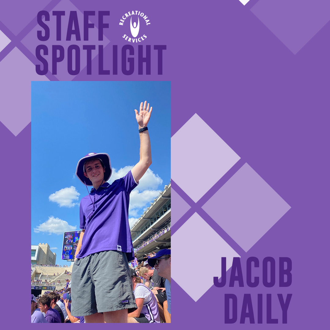 KStateRec's tweet photo. Staff Spotlight Jacob Daily!
Check out our Facebook or Instagram to learn more about Jacob and his job at the Rec! #studentstaff #kstaterec https://t.co/x4T80e4IfU