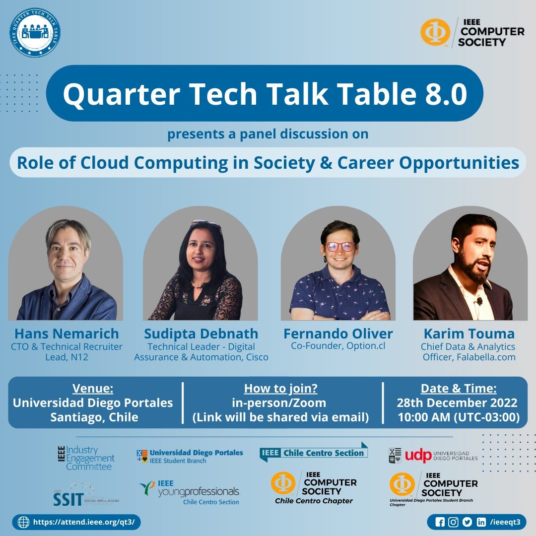 As result of huge impact created by the previous editions, hereby inviting you to upcoming edition in 𝗛𝘆𝗯𝗿𝗶𝗱 𝗺𝗼𝗱𝗲 🏢 

Confirm your presence at: bit.ly/QT3Register

#IEEE #IEEEYP #IEEEChile #IEEECSR9 #IEEECSChile #IEEEQT3 #IEEESSIT #IEEER10 #IEEER10Connect