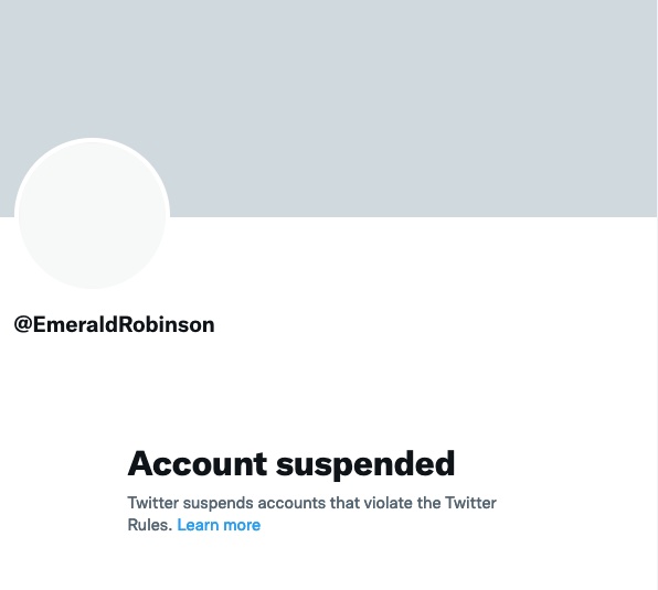 Rasmussen_Poll's tweet photo. Wrong as can be. Why is @EmeraldRobinson still suspended? https://t.co/cOWQTfftON