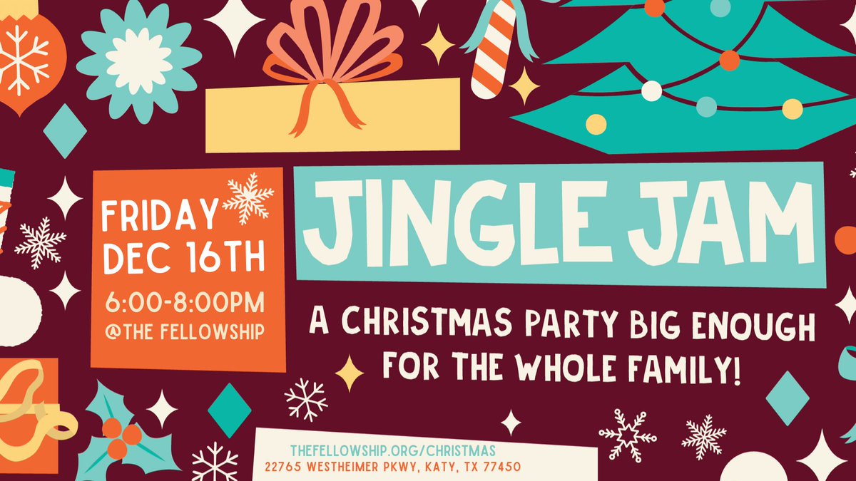 Join us this Friday for Jingle Jam! This is a FREE EVENT FOR ALL KATY FAMILIES! Enjoy this annual community event, Christmas play &amp; party with your family!

Enjoy pictures with Santa, a train ride, a Christmas light show, a cookie walk, and so much more! 

HOPE TO SEE YOU THERE!