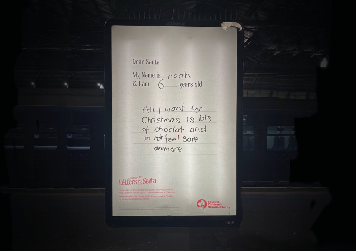 TheLeith's tweet photo. Have you seen @echcharity letters to Santa around town? 📮

We dedicated our festive efforts to helping the ECHC with their Christmas appeal this year. Whilst we can’t stop their pain, we can deliver some happiness 👉🏼 https://t.co/d0iD7uRSJY #RedirectedLettersToSanta https://t.co/nIM8CD0JLK