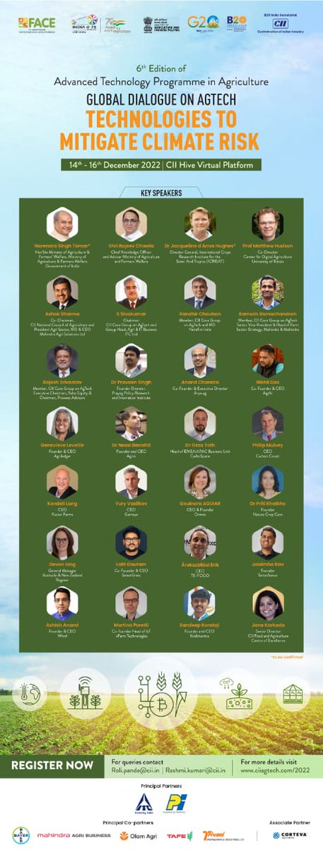 cii_face's tweet photo. Learn about latest technologies to mitigate climate risk in agriculture from the Industry members and global innovators. Join 6th edition of Global Dialogue on Advanced Technology , 14th-16th December https://t.co/3E8oFHEZlQ
