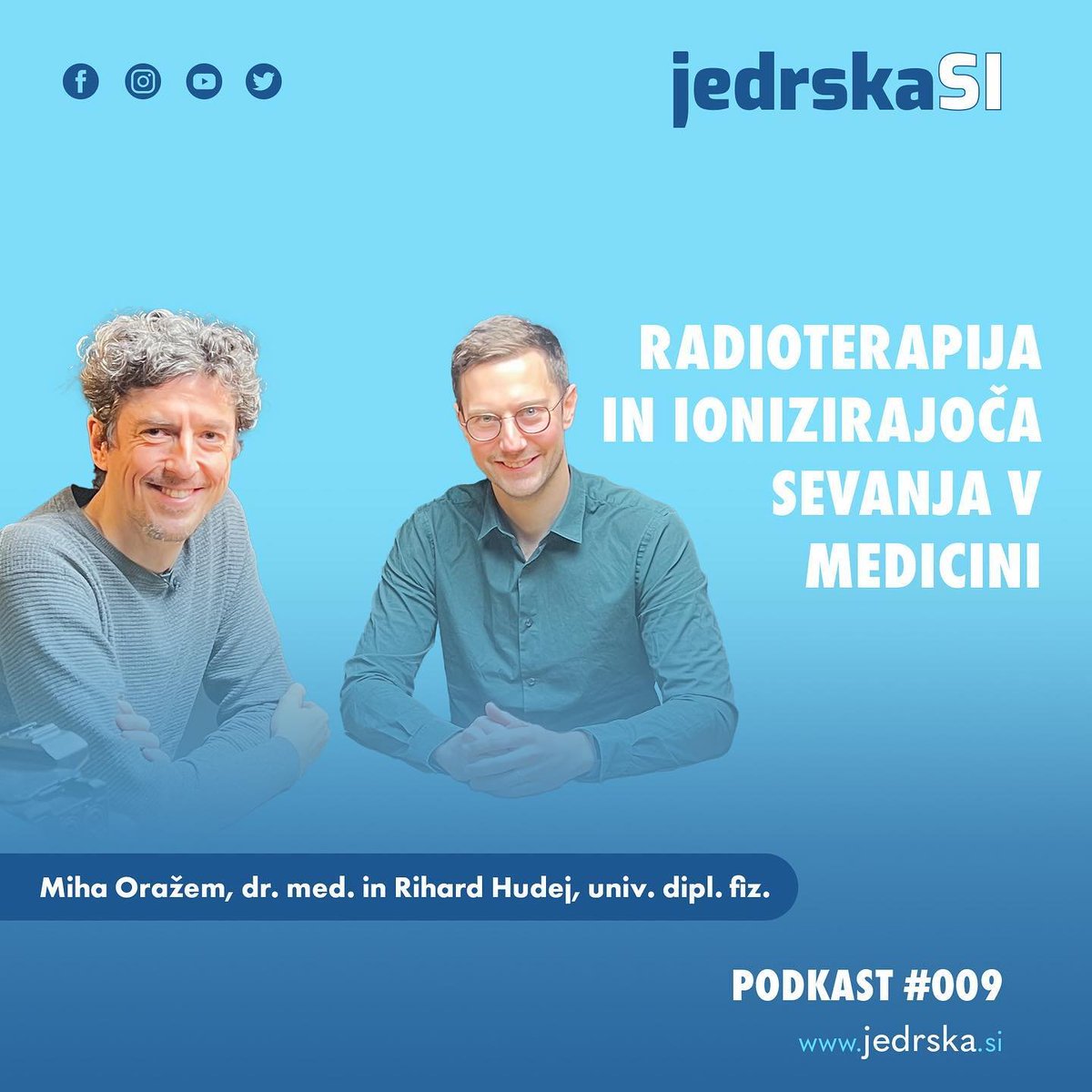 jedrskasi's tweet photo. 🎙️ Podkast JedrskaSI #9:
@miha_orazem in Rihard Hudej sta nam razložila, kaj je radioterapija, kako se z obsevanjem zdravi raka in kako #sevanje vpliva na naše zdravje. 👋
Vabljeni k poslušanju!
Pogovor si lahko tudi ogledate na YouTubeu:
👉🏼https://t.co/MJoFjDm6nN https://t.co/vdqlfTEd7R