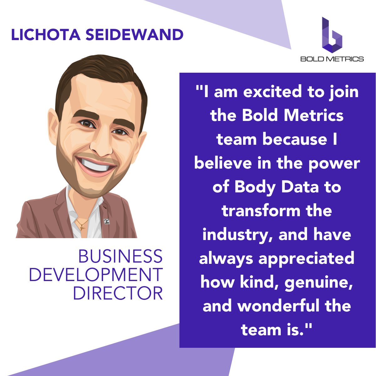 boldmetrics's tweet image. We’re thrilled to welcome Lichota Seidewand as our new Business Development Director at @boldmetrics !
Please join us in welcoming him to team Bold Metrics!🎉
#transformativetech #Virtualtryon #fittech #b2b #saas #startup #growth #apparel