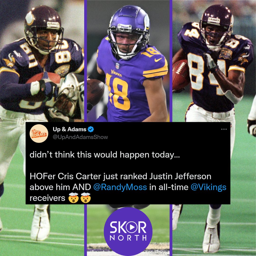 SKOR North on X: 'WOW: Cris Carter ranked Justin Jefferson over Randy Moss  as the best Minnesota #Vikings WR of all time. 