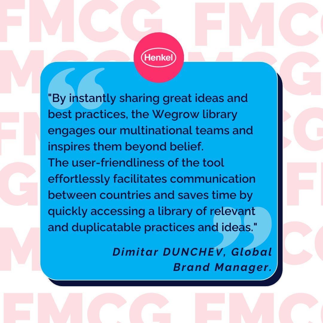 AppWegrow's tweet photo. We provide FMCG companies with accelerated innovation &amp; more efficient marketing spending.

⏳ 6-month gain in innovation timeline
🔎 Spot winning competitors' innovations
⏩ Accelerate e-commerce sales

Here ́s what Henkel ́s Global Brand Manager thinks about our collab 💪 https://t.co/DamBY49vXw