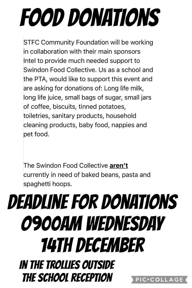 Please can any las donations be in by 0900am Wednesday 14th December, for collection by STFC in the afternoon. <a href="/TheCroftPrimary/">The Croft</a>