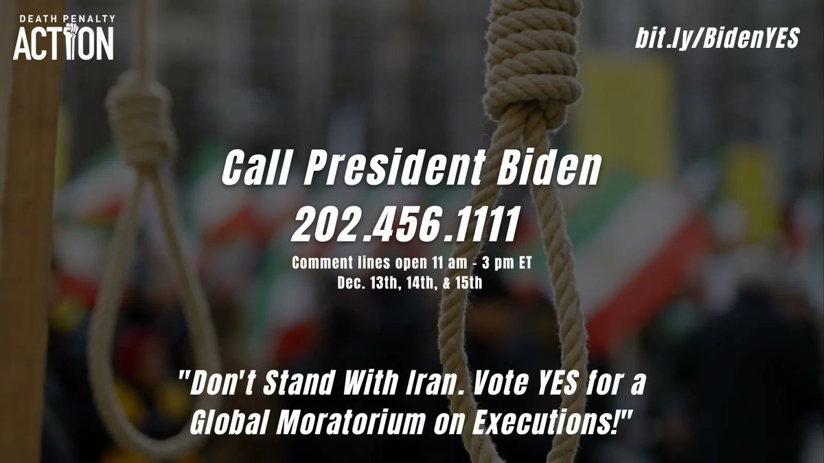Give <a href="/POTUS/">President Donald J. Trump</a> a call at 202.456.1111 asking him to stand against Iran and oppose executions around the world. Then, if you have not already, add your name to the sign on letter going to the White House at buff.ly/3BopEqy ! #StopExecutions