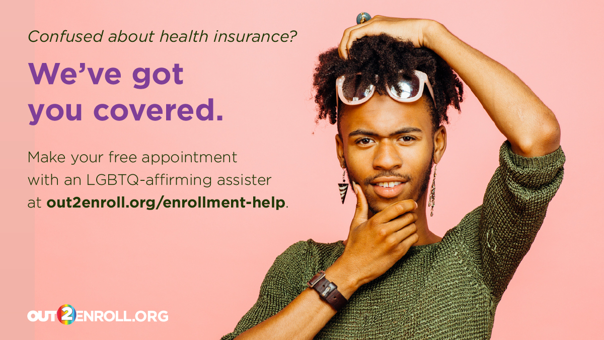 No need to stress about health insurance - we can help! Free queer-friendly help is available at out2enroll.org/enrollment-help but time is running out. Schedule an appointment now and #EnrollByJan15