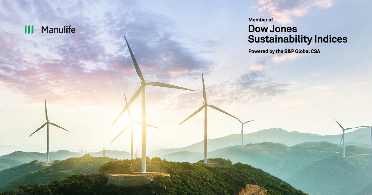 We’ve been named to the Dow Jones Sustainability Index (DJSI) for North America in recognition of our continued and strengthening commitment to sustainability performance. We’re proud to be 1 of 7 insurers to be named. To learn more, visit manulife.com/sustainability.