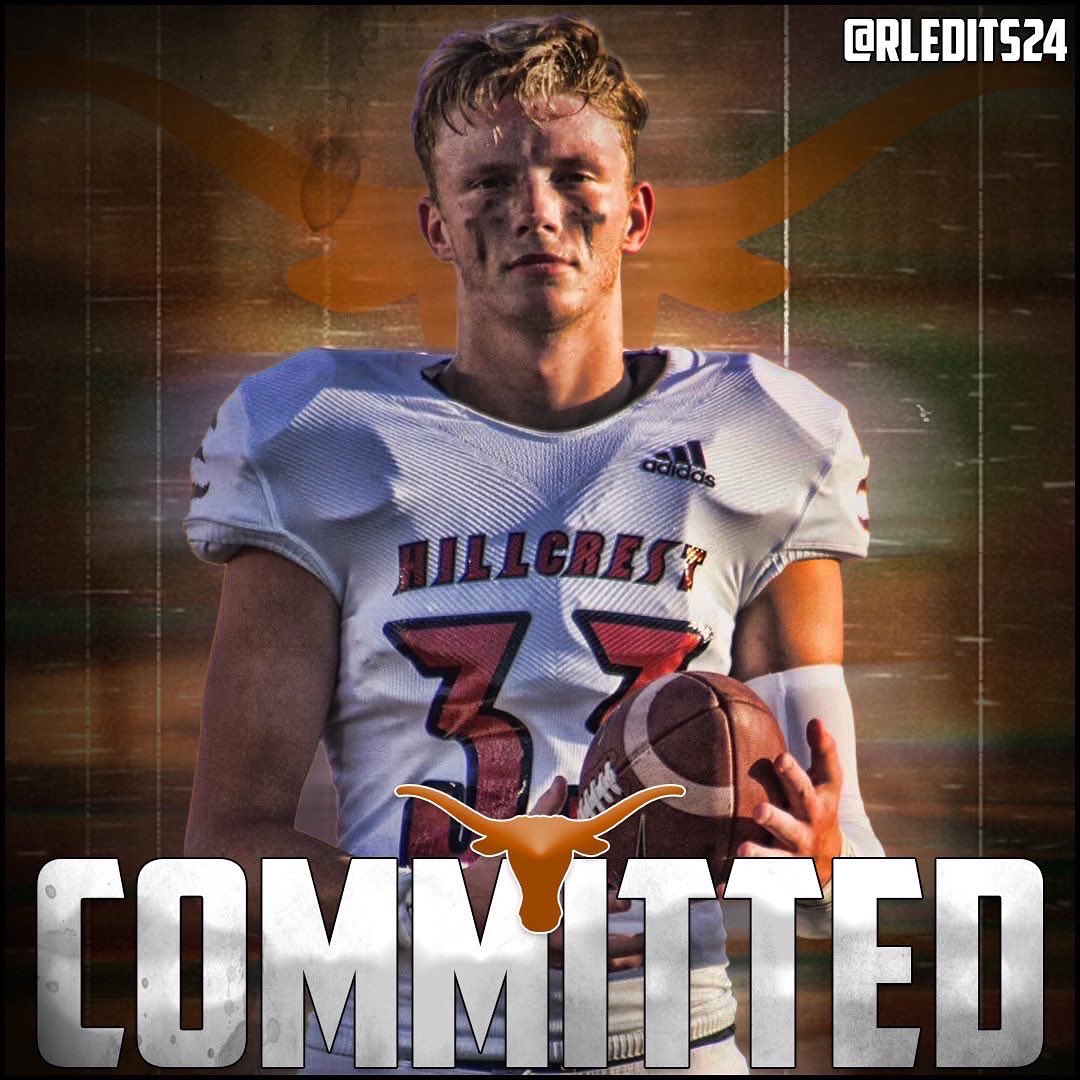 reed_malphurs's tweet photo. After a great conversation with @CoachJCros, I am blessed to announce I am 100% committed to the University of Texas! #HookEm 

@CoachSark @CoachJeffBanks @247Hudson @BHoward_11 @Hillcrest_FB @eddiejshin @PrepRedzoneTX @BHoward_11 @_EliteProspects @UncleFraz https://t.co/iKMCJS91ok