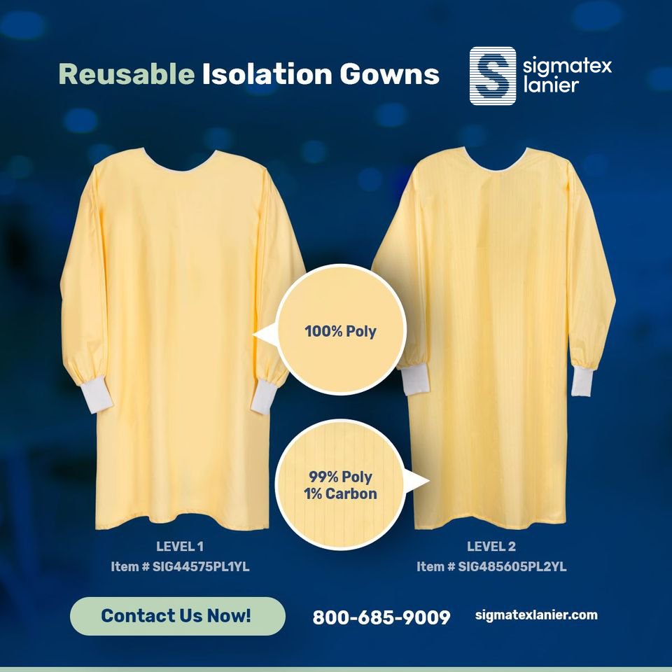 Sigmatex Lanier carries comfortable, breathable #IsolationGowns designed for use in both minimal and low risk situations. Provide your #healthcare clients with the garments they need to succeed when you partner with us! Call today to learn more. sigmatexlanier.com/pc_product_det…
