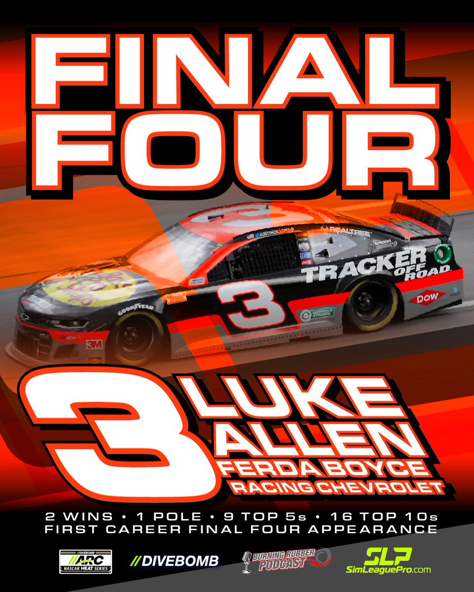 divebomb_arc's tweet photo. LUKE ALLEN IS IN THE FINAL FOUR

TONIGHT AT 7PM ET, HE ATTEMPTS TO WIN THE TITLE

@projectdivebomb #esports #leagueracing #nascar #arcnascar #LukeAllen https://t.co/pStQKwEYi8