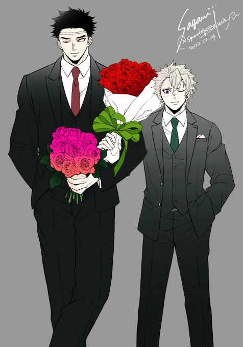 アレンジし直し&上げ直しというか元々は腕組みしてる絵だったのでした赤いバラはもうズバリ「愛してます」×24本で「一日中想っています」ピンクのバラは「愛の誓い」×9本で「いつも想っています」つまり相思相愛ということで 