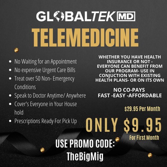 TheBigMigShow's tweet photo. The ultimate #telemedicine solution. Created America First patriots.
Use promo code 'TheBigMig' to get your first month for $9.95. One of the largest board-certified #teledoctor networks in the USA.
@GBalloutine @GlobalTekMD @TheBigMigShow
https://t.co/LS4cKfcH7E https://t.co/R5M4Y64LQo