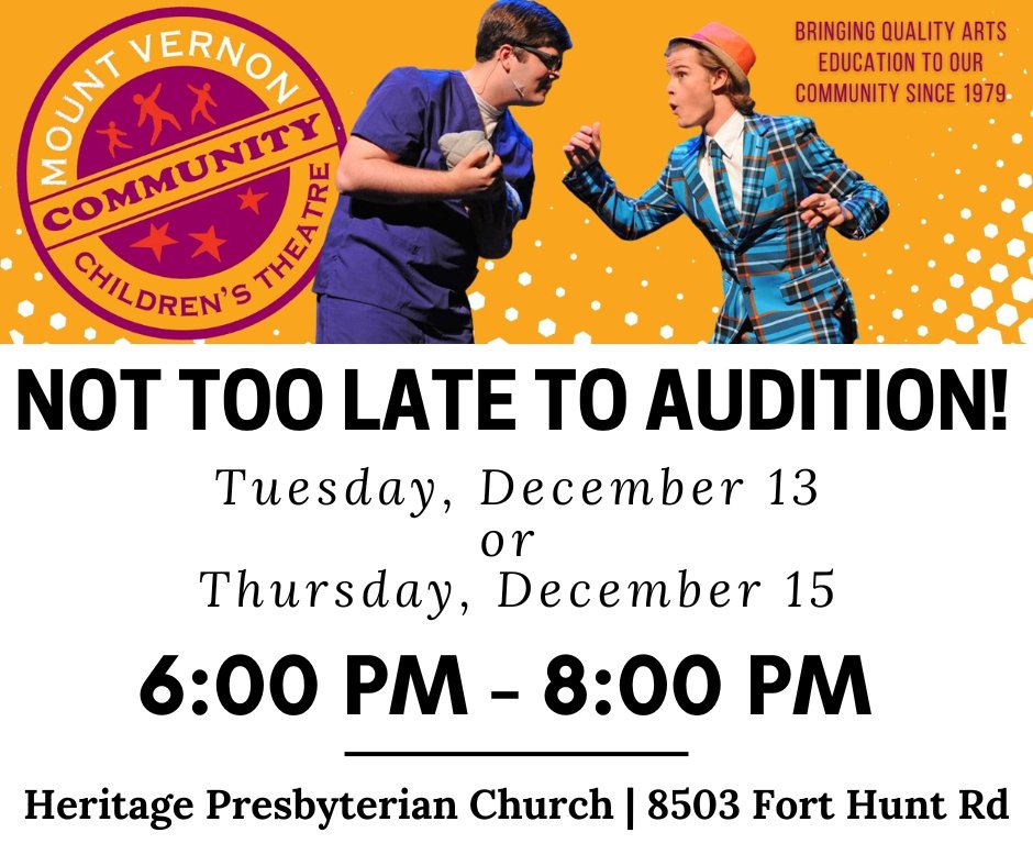 Do any of the kids in your family have a knack for acting?  "As You Are" by Shakespeare with timely themes of identity, love, liberty, &amp; freedom, MVCCT's take on this classic is sure to be fun and fresh!

👉 mvcct.org/auditions

#performingarts #mountvernon #childrenstheatre