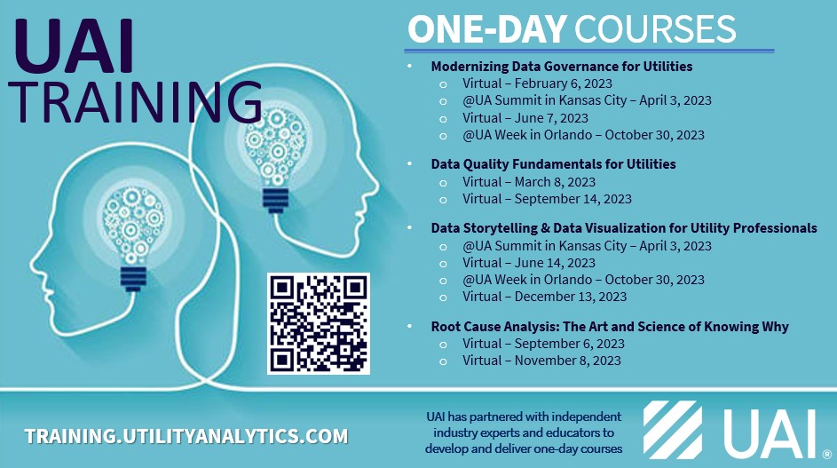 2023 #UAI Training Course Calendar Now Online + Ready for Registration! training.utilityanalytics.com/training/Calen…

We look forward to seeing you and your team in class soon!

#UtilityAnalytics #UtilityAnalyticsTraining #UtilityTraining #VirtualTraining #utilities #utility #datagovernance