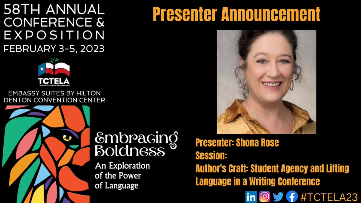 TCTELA's tweet photo. Writing teachers, are you ready for #TCTELA23? We are, and this session is not to be missed! Be sure to register before Early Bird pricing ends December 16th at: https://t.co/0rc0mSV0tS #writingteachers #authorscraft #texasteachers https://t.co/3QubFYp5gt