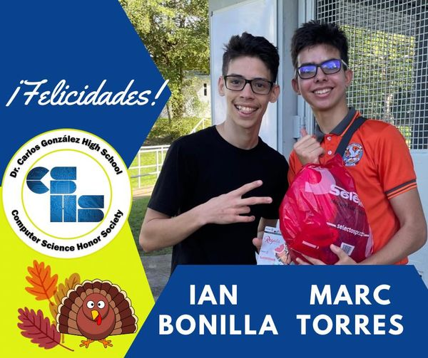 techclubdcg's tweet photo. Congratulations to our members Ian and Marc for being one of the winners of their degrees in our school's turkey race🏆 https://t.co/sEXQDLGAKn