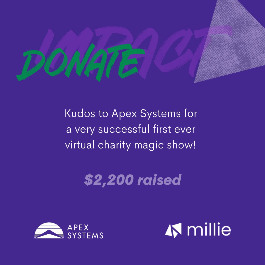 MillieGiving's tweet photo. Just have to brag on @ApexSystems for a job👏well👏done raising $2,200 towards @wwp and @DAVHQ, two amazing orgs. Check out their blog on 20 virtual philanthropy ideas for some more amazing impact ideas: https://t.co/cOwbdN9Cvy
#creativityforimpact #socialimpact #csr https://t.co/LLqCMVsIaN