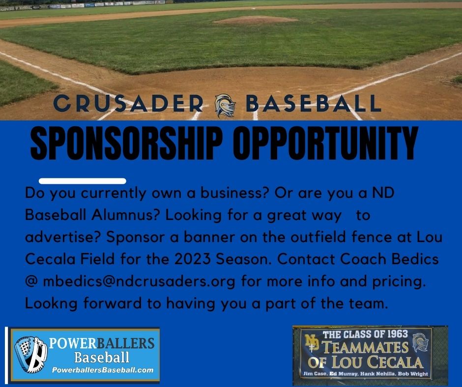 Be a part of the 2023 Season.  Join our team as an official sponsor at Lou Cecala Field