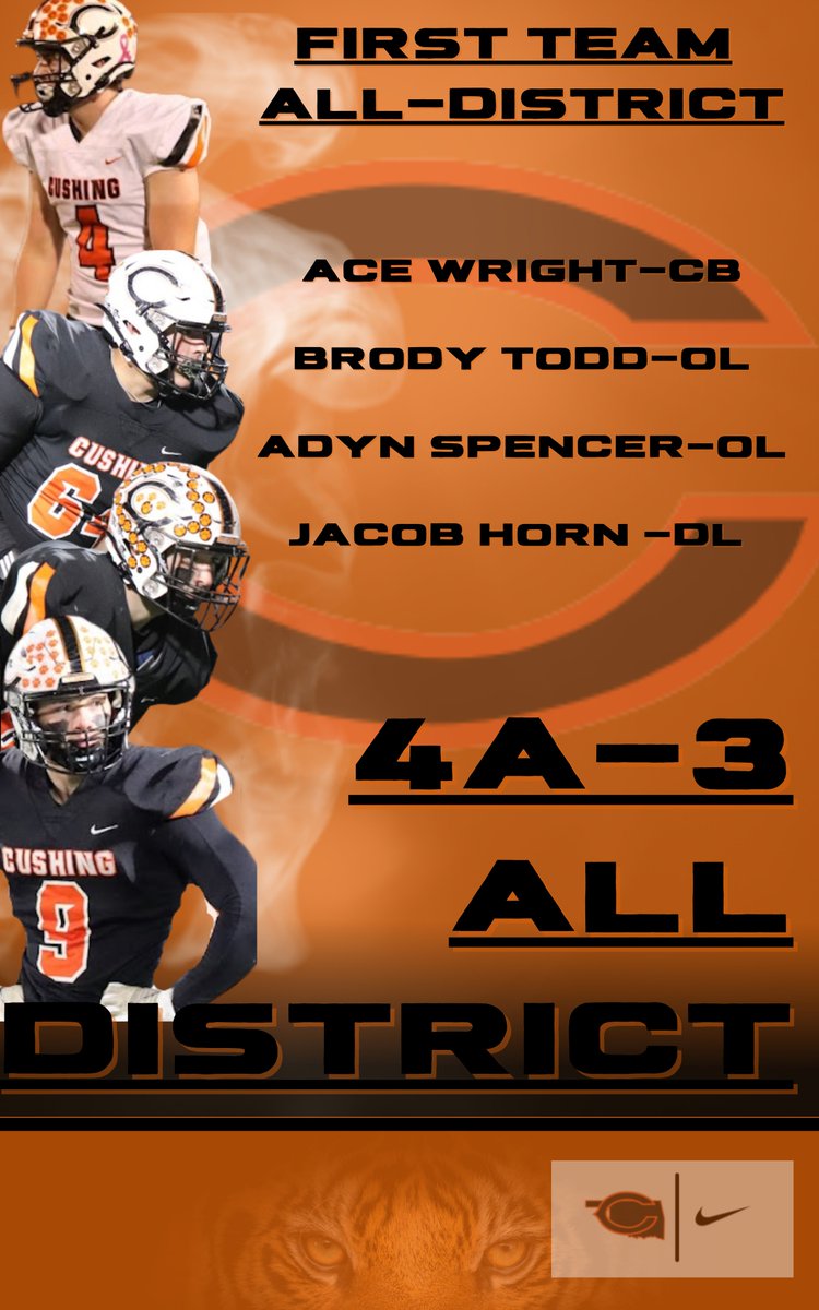 chisholm_scott's tweet photo. 2022 District 4A-3 Awards for the Cushing Tigers https://t.co/HFY535sGLa