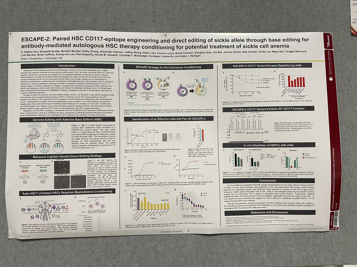Outstanding poster from Beam Therapeutics at ASH! #ASH22 #SCD #GeneTherapy