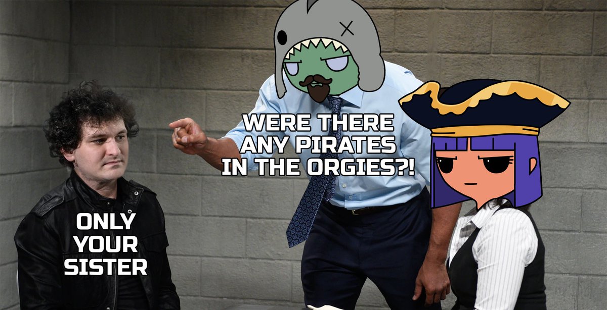 PiratesMeta's tweet photo. Current situation in the interrogation room with @SBF_FTX https://t.co/q6zQS1mnmi
