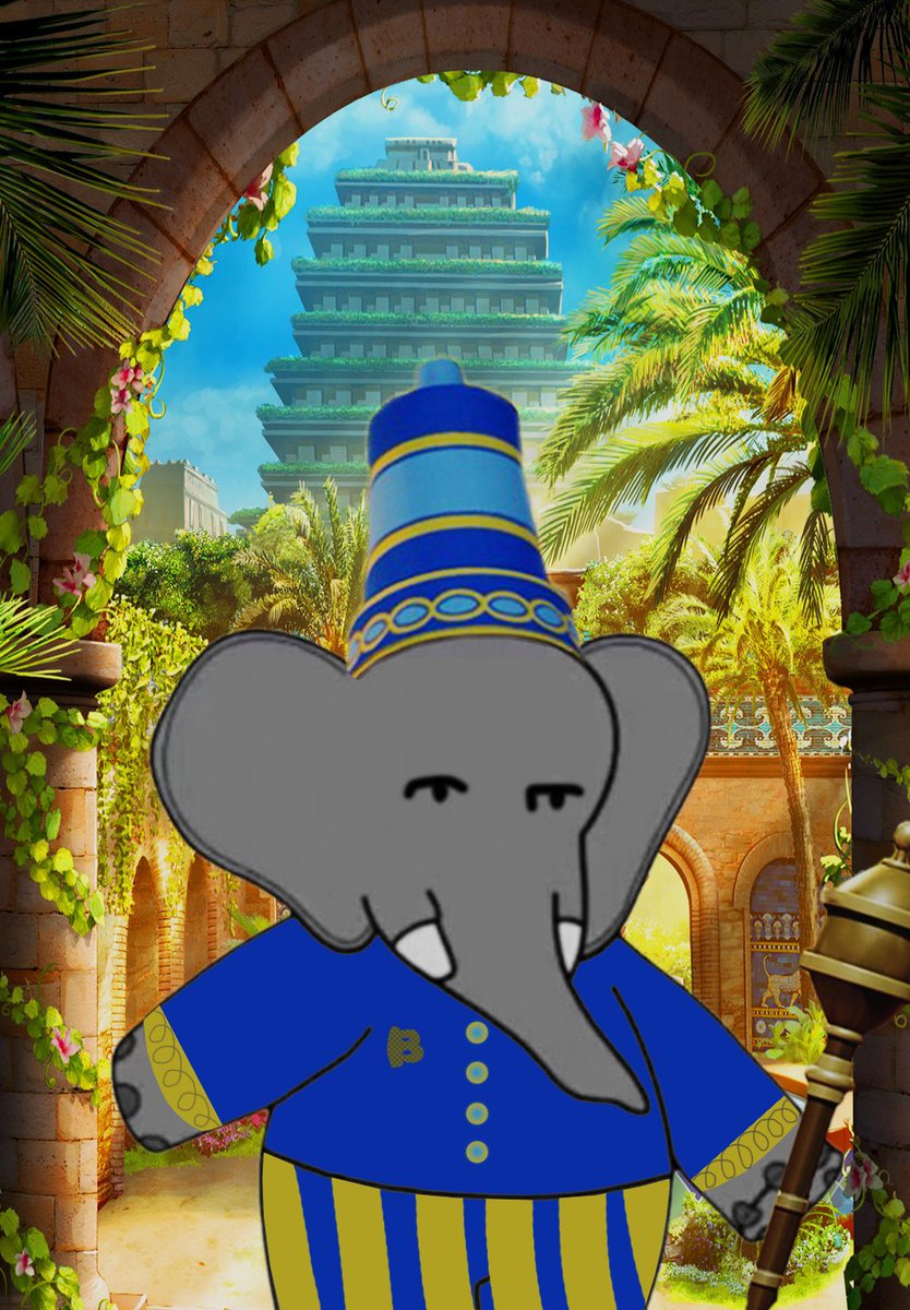 183_2BC's tweet photo. The full truth about Hanging Gardens of Babylon: Babochodonozor used to wear pyjamas inside the palace... 🤫 @Babolex @Ternoa_ @FaudemerArt #7wonders https://t.co/qrk8ilNoSp