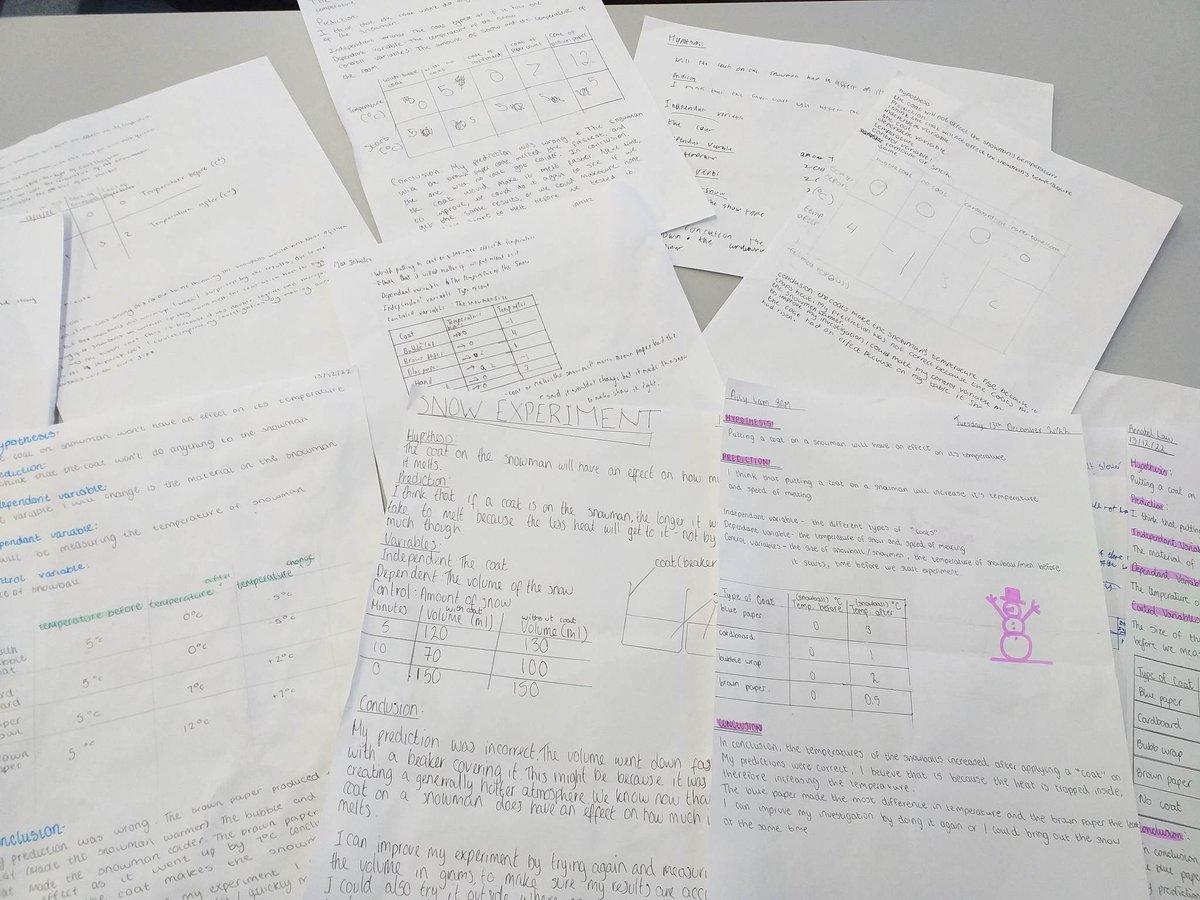 ....And Year 8 investigated coats on snowmen. Will they melt quicker or slower with a coat on? Brilliant scientific thinking!
