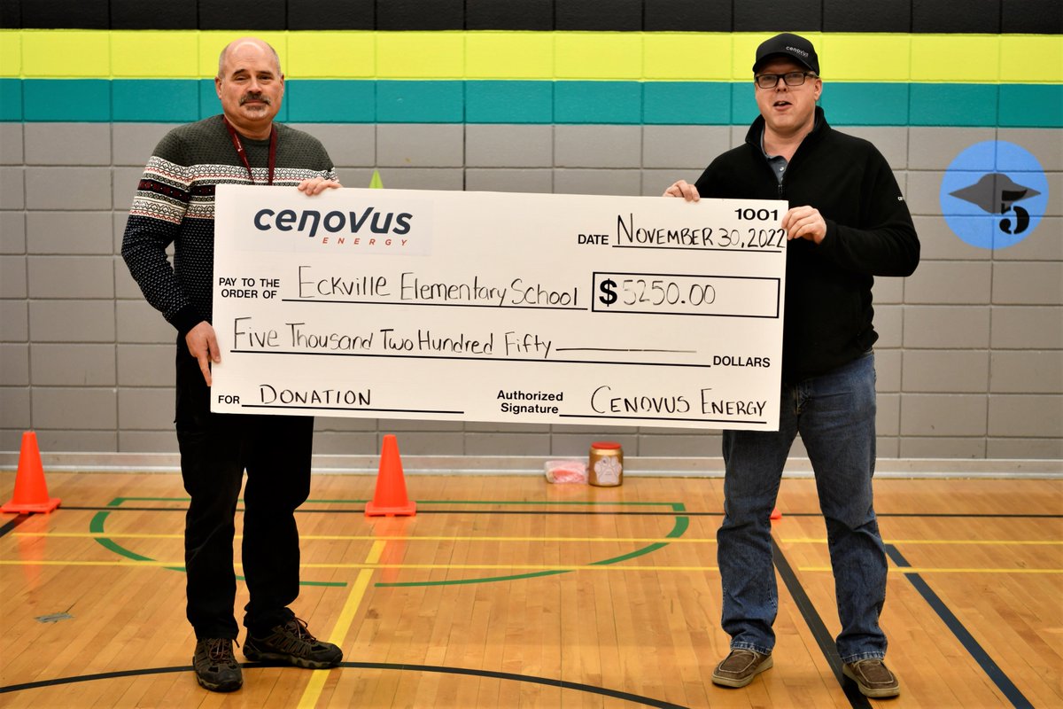 A huge thank you to <a href="/cenovus/">Cenovus Energy</a> energy for the donation to our school! A much needed boost to purchase chromebooks for our students. An amazing community partner! #schooltech