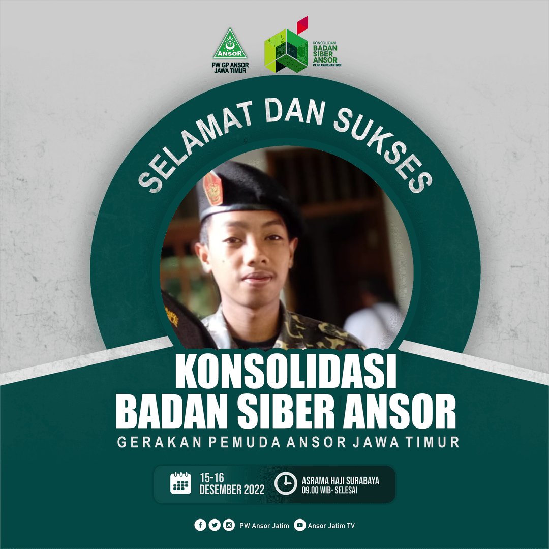 Selamat dan Sukses
Konsolidasi Badan Siber Ansor
Jawa Timur.
.
#berkhidmattanpabatas