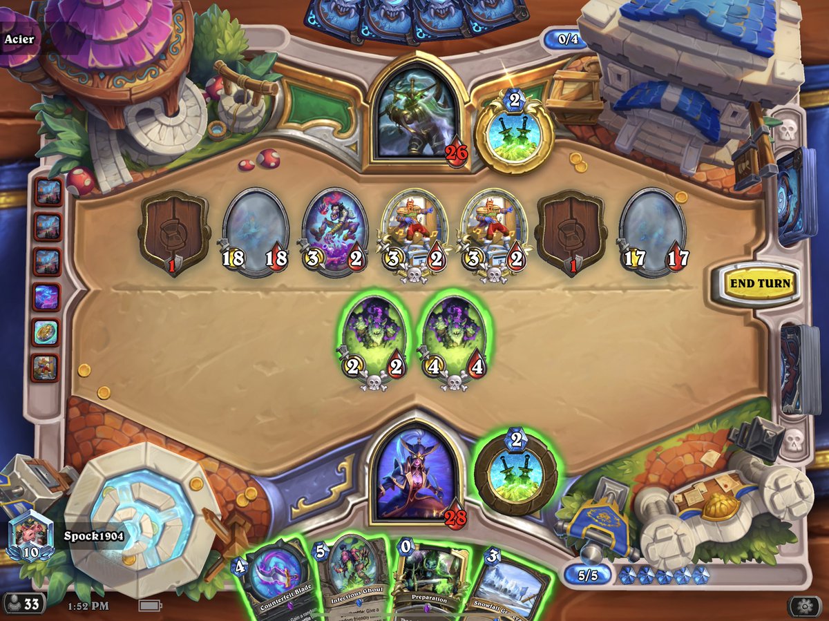 Spock1904's tweet photo. @hattri_k Luckily they nerfed Hunter, because Hunter is OP.
Do not touch Rogue…. Turn 4, having 41 dmg on board is normal! https://t.co/SLXUrtCibx