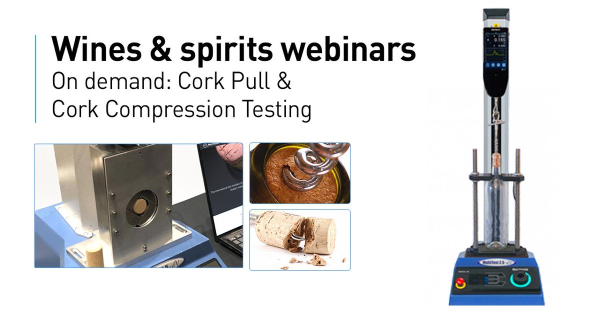Mecmesin's tweet photo. In case you missed any of our live webinars, watch on demand. Cork Pull &amp; Cork Compression Testing OnDemand #Webinar #qualityassurance #testing #testingsolutions #wine #winery #winebusiness #forcetesting #torquetesting #materialstesting #corkstoppers 
https://t.co/PP6rpQHfxh https://t.co/zlAbnG4gvg
