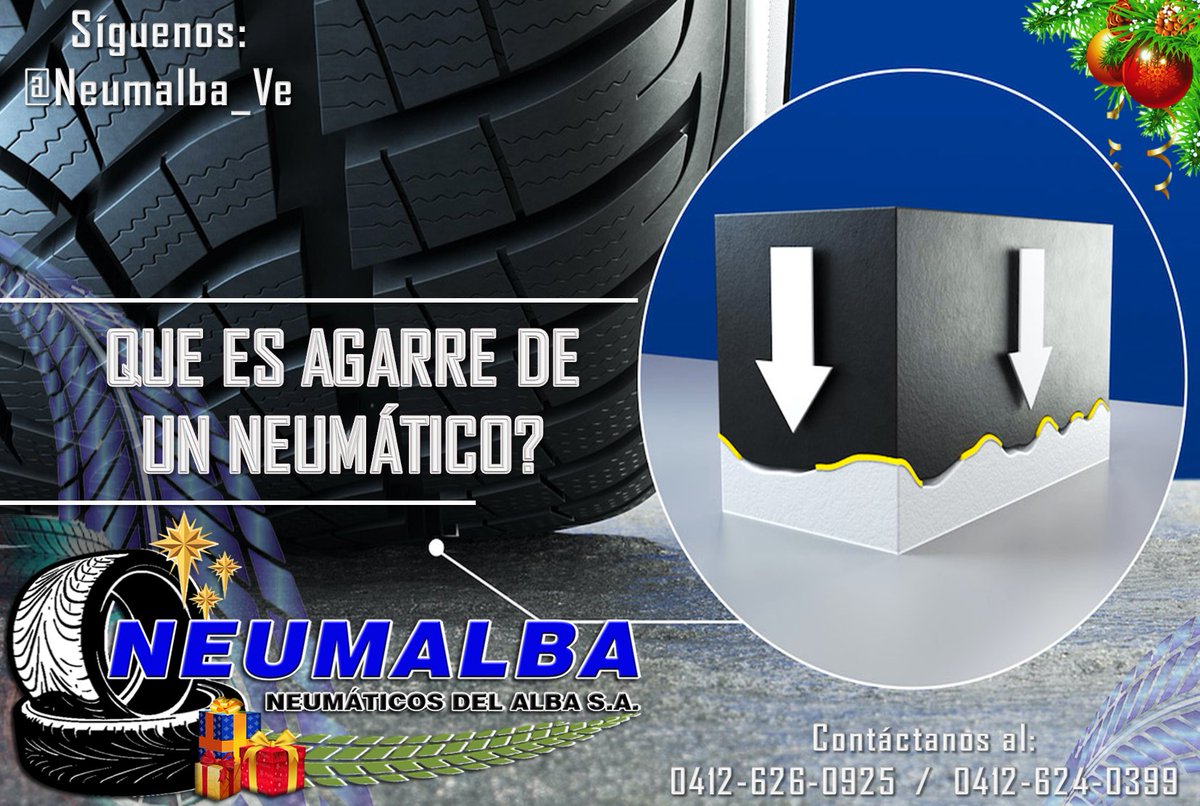 Neumalba_Ve's tweet photo. QUE ES AGARRE DE UN NEUMÁTICO? Es la capacidad de adherencia del neumático al terreno. Son diferentes aspectos a los que afecta el agarre, pues es el encargado de la transmisión de las fuerzas de tracción y frenada del mantenimiento de la marcha.

#MotorIndustriaMilitar 
#VMPPD https://t.co/N94MPH2W1Z