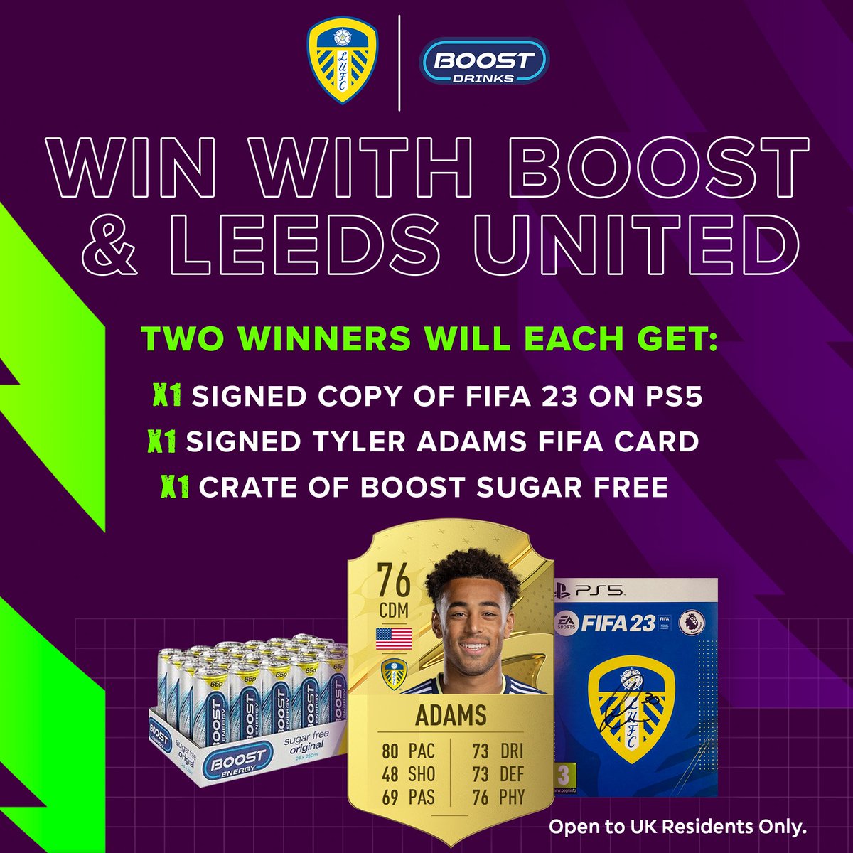 LUFC's tweet image. 🎮 𝗖𝗮𝗹𝗹𝗶𝗻𝗴 𝗮𝗹𝗹 𝗴𝗮𝗺𝗲𝗿𝘀 𝗮𝗻𝗱 𝗳𝗼𝗼𝘁𝗶𝗲 𝗳𝗮𝗻𝘀!
Want to win some massive prizes with #LUFC and @Boost_Drinks?
 
- Like and retweet
- Follow @Boost_Drinks and @LUFC
- Tag a mate you always beat at FIFA