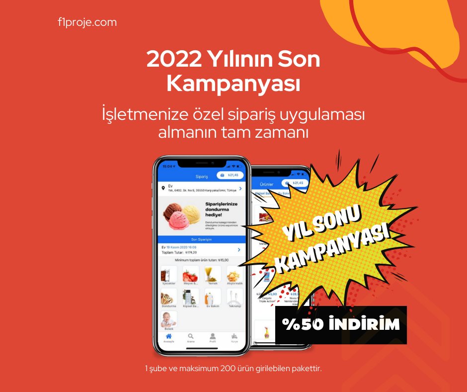 Yeni yılda mobil uygulaması olmayan işletme kalmasın.

Yıl sonu kampanyamızdan %50 indirimle faydalanmak için hemen bize ulaşın:
📞(+90) 850 840 1260
✉️info@f1proje.com

#siparişuygulaması #işletmelereözel #mobiluygulamageliştirme #mobiluygulamatasarimi #mobiluygulama