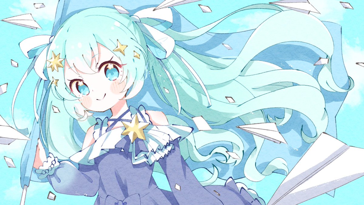 初音ミク 「描かせていただきました〜!!キラキラかわいい曲ですよろしくお願いします!  」|あお*のイラスト