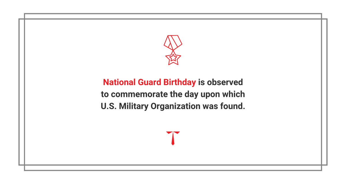 #NationalGuardBirthday is observed to commemorate the day upon which U.S. Military Organization was found.

On December 13th, we celebrate the National Guard's 386th birthday. Your National Guard remains always ready, always there since 1636.

#VideoSurveillance #RemoteGuarding