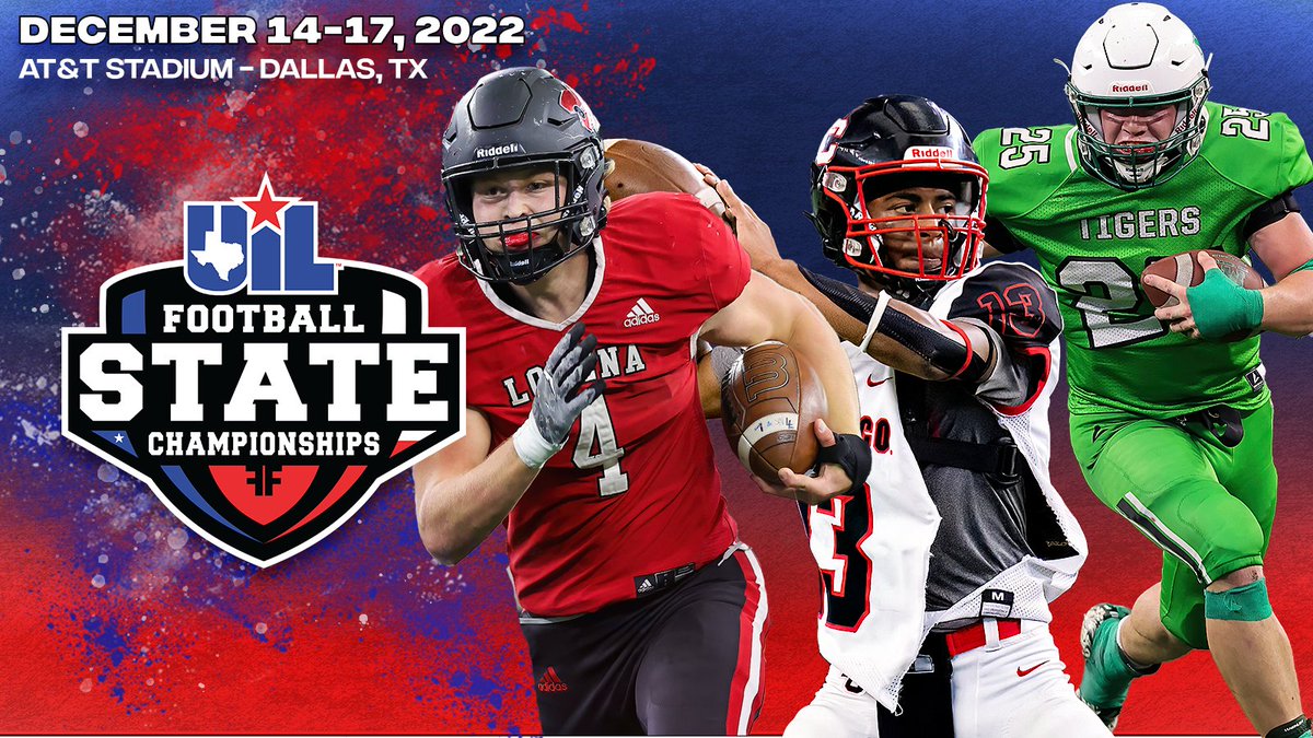 uiltexas's tweet photo. TOMORROW. 

24 Teams, 12 Championship Trophies. No better place to end the #txhsfb season than at @ATTStadium. 

🏈 https://t.co/U1Ioyn48tb https://t.co/lelSP9tfuL