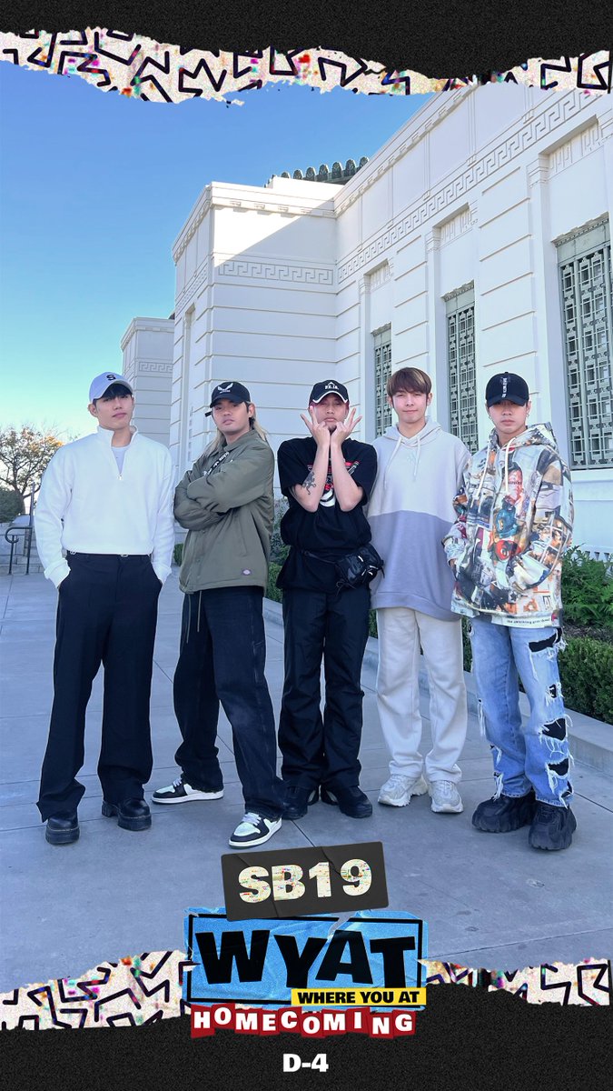 SB19Official's tweet photo. [D-4] 
 
Happy hump day! We're finally at the middle of the week. Catch you this weekend! 🤘 
 
WYAT Homecoming Livestreaming tickets available at: https://t.co/hwOaM4HH2i 
 
#WYAT #WYATTour 
#WhereYouAtSB19 https://t.co/ZGxr8I2aCh