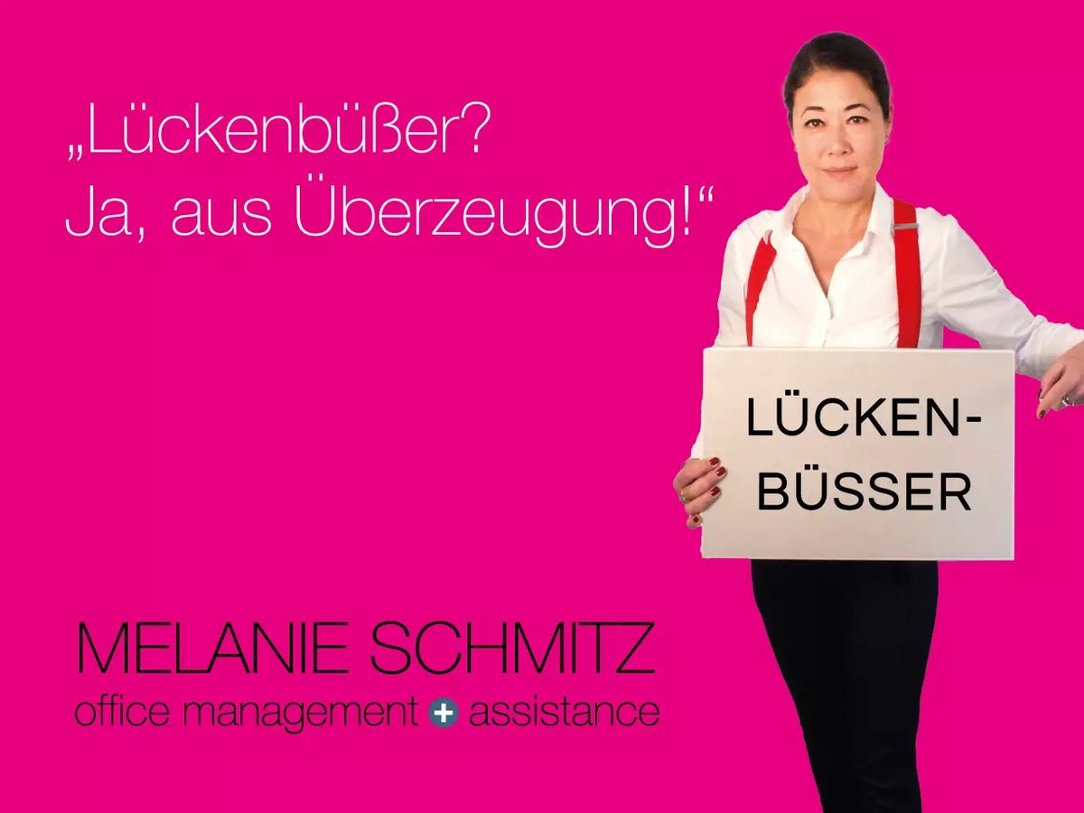 Mel_at_office's tweet photo. „Lückenbüßer? Ja, aus Überzeugung!"
...weil schnelle Unterstützung wichtig ist!

Die Vertretungsszenarien sind vielfältig...
#Aushilfe #Büro #interim #Lückenbüßer #Mutterschutz #offeneStellen #Promo #Teilzeit #Überbrückung #Urlaub #Urlaubsvertretung #Ver

https://t.co/LcnvyZdxjk https://t.co/IxmRuipJ19