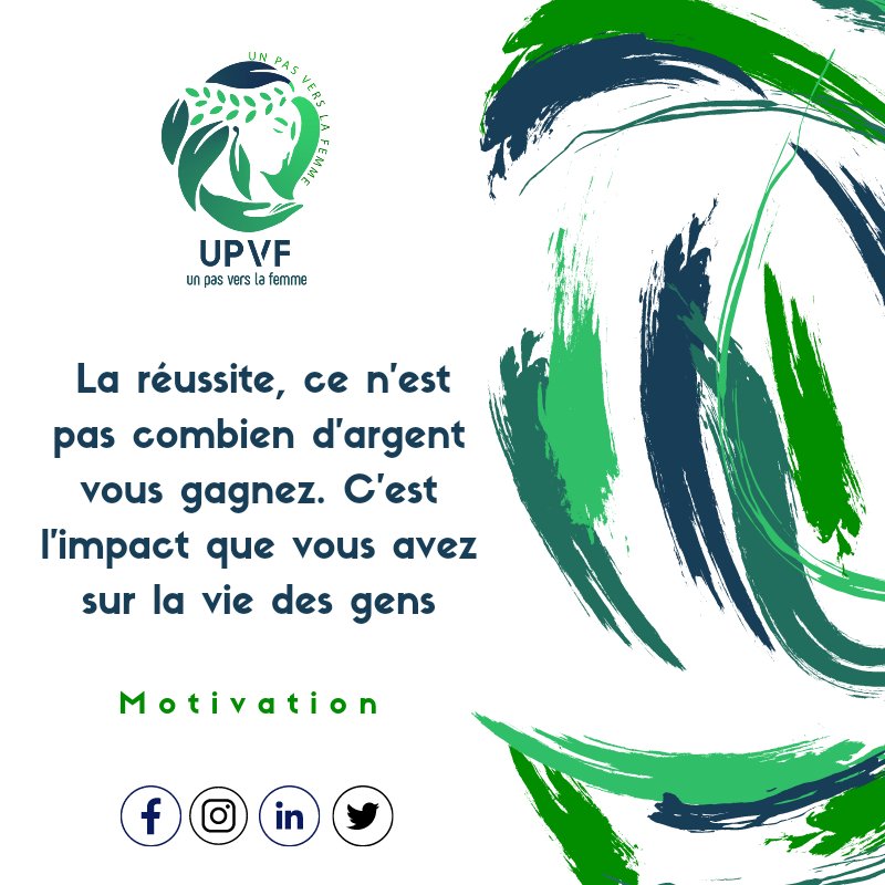Upvf_ong's tweet photo. La réussite, ce n’est pas combien d’argent vous gagnez. C’est l’impact que vous avez sur la vie des gens. 

Michelle Obama

#MotivationalQuotes https://t.co/9gtkvFboMY