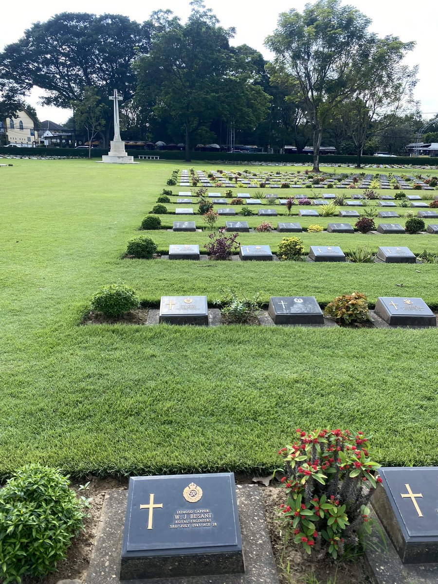 _gabagool__'s tweet photo. @HardcoreHistory I visited the Allied POW cemetery in Kanchanaburi, Thailand, for soldiers who died building the Thai-Burma railroad. The cemetery is very well taken care of. https://t.co/ZOAnCVnEeK