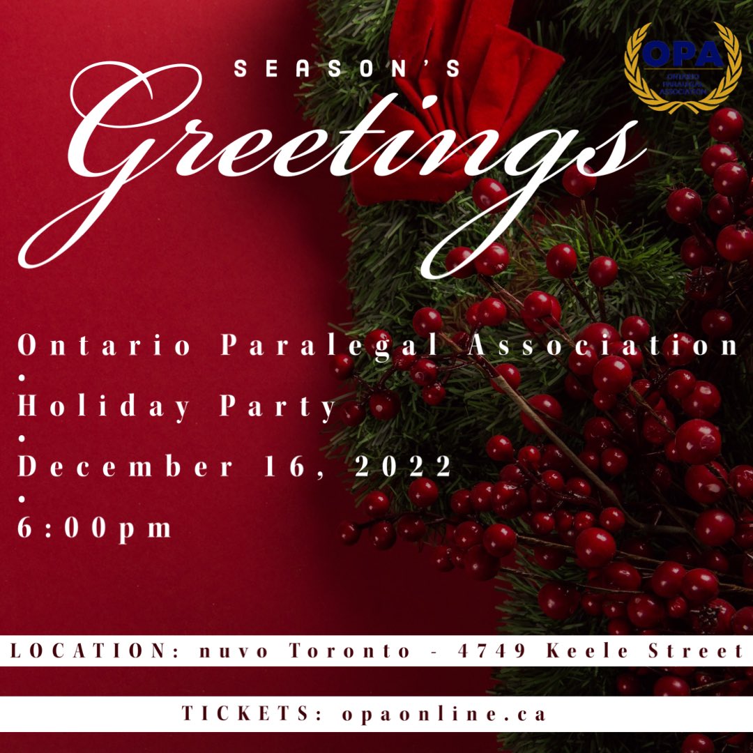 Join us for the first time since 2019 and breathe new life into an OPA tradition! 
•
Purchase your ticket today: opaonline.ca/holiday-party/