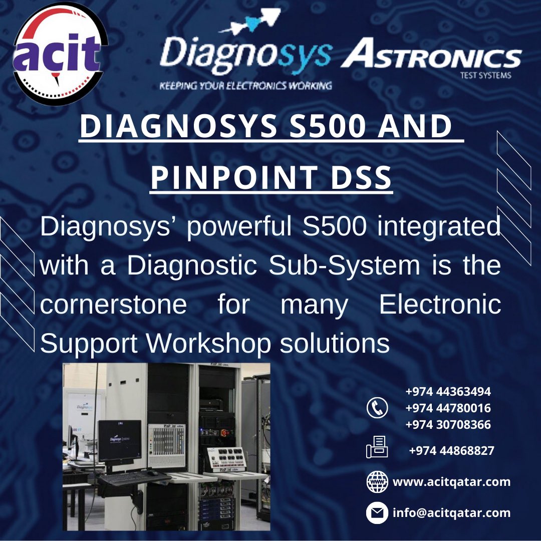 QatarAcit's tweet image. DIAGNOSYS S500 AND PINPOINT DSS 

For more visit
acitqatar.com

#diagnosys #astronics #testsystems #nationalinstruments #flyingprobesystem #pcb #cca
#testsolutions #electronicsystems #aerospaceanddefense #test #technology #keepingyourelectronicsworking #acitqatar #qatar