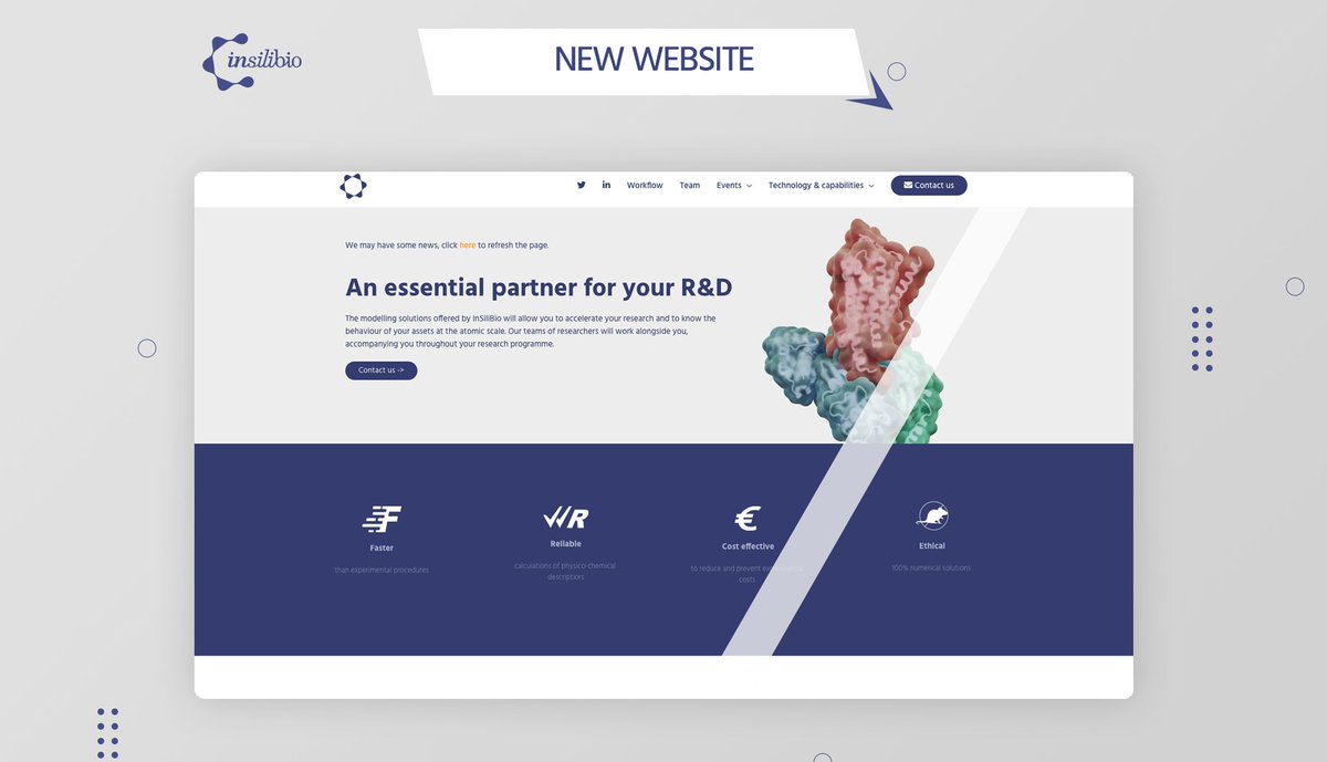 insilibio's tweet image. Notre site web a fait peau neuve. Allez voir toutes les nouveautés qui s’y cachent ! #research #Biotechnology 
👉 insilibio.com