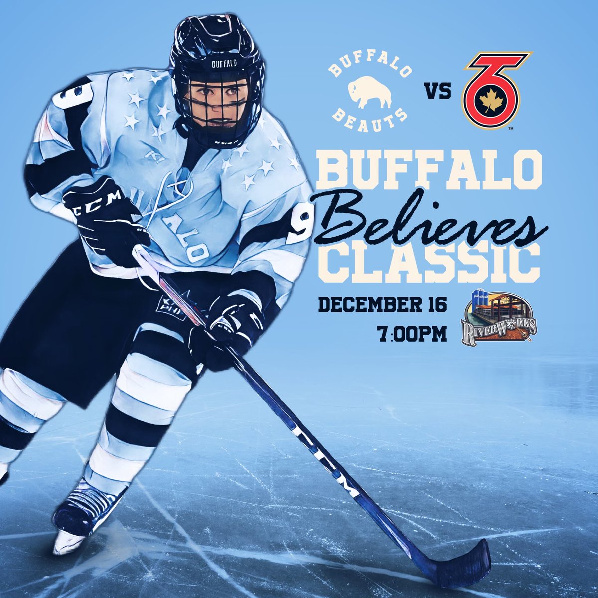 Come to <a href="/RiverWorksBFLO/">Buffalo RiverWorks</a> and cheer on the <a href="/BuffaloBeauts/">Buffalo Beauts</a>, as they battle Toronto in the Buffalo Believes Classic at 7pm! @BeBuffaloHockey <a href="/StepOutBFLO/">Step Out Buffalo</a> <a href="/WGRZ/">WGRZ</a> <a href="/WKBW/">7 News WKBW</a> <a href="/716TalkingProud/">716 TALKING PROUD! 🦬</a> <a href="/TheBuffaloNews/">The Buffalo News</a> <a href="/SportsBUF/">Buffalo Sports Comm.</a> <a href="/BuffaloRising/">Buffalo Rising</a>
